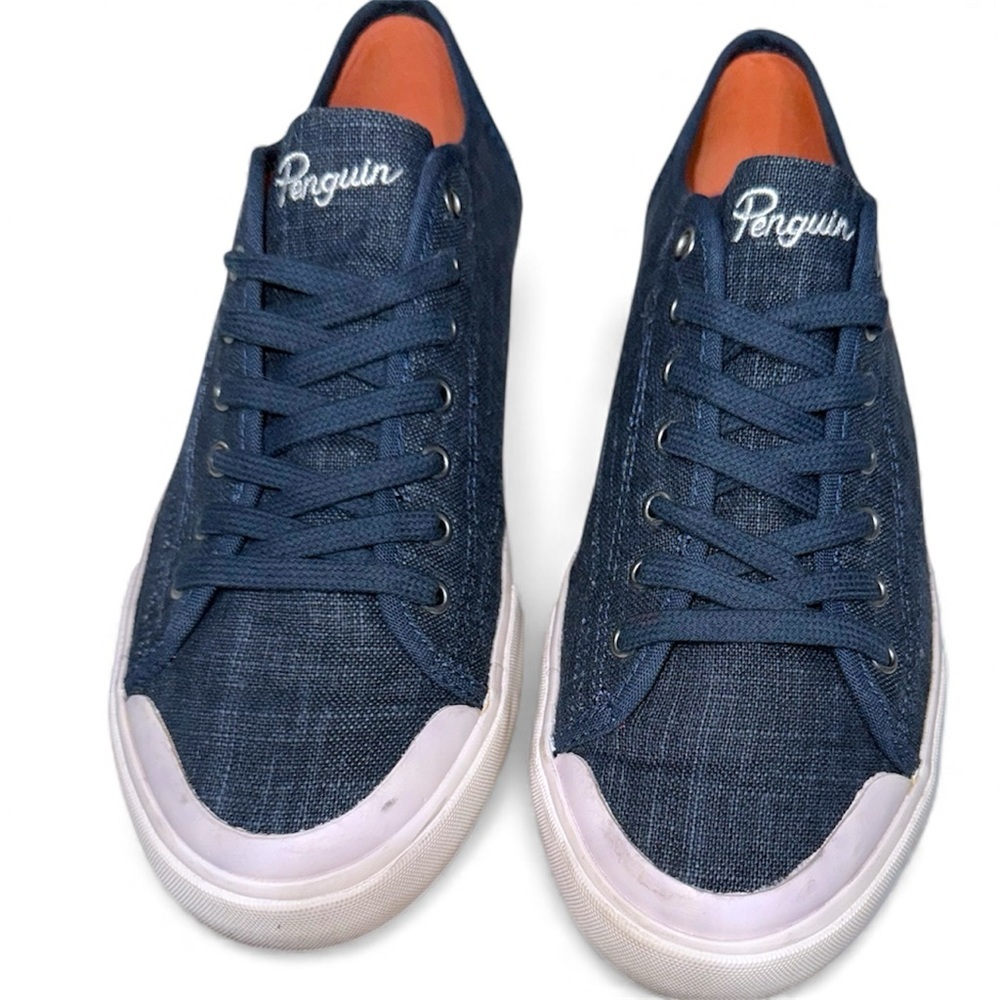 Original Penguin by Munsingwear Navy Denim Canvas Sneakers - Low Top Size 8